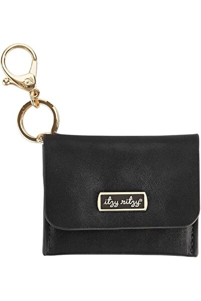 Generic Itzy Ritzy Small Card Holder Wallet with Keychain - Black (Faux Leather)