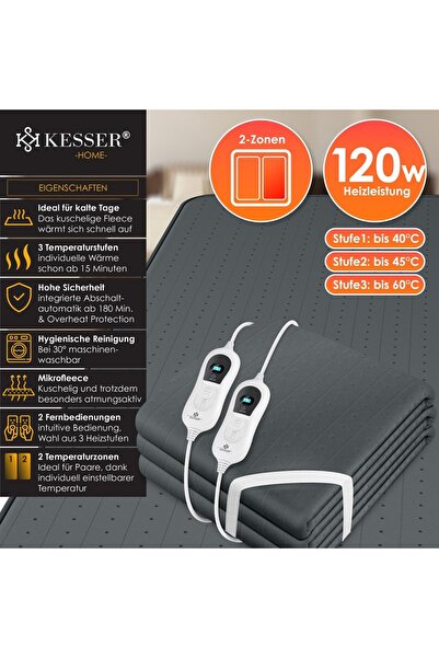 KESSER KESSER® electric sheet with remote control and automatic shut-off 140/160 gray