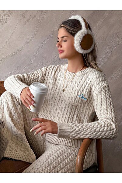 TOFAN TRİKO SET OVERSIZE DETALIAT CU TRICOTAT