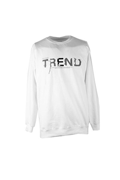 trender 0 Collar 2 Thread Ecru Men's Sweatshirt Trend Print