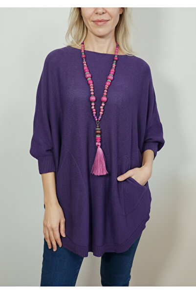 SHOPPEBUTİK Casual Knitwear Tunic Sweater with Pockets Oversized Comfortable Fit Standard Size (38-48)