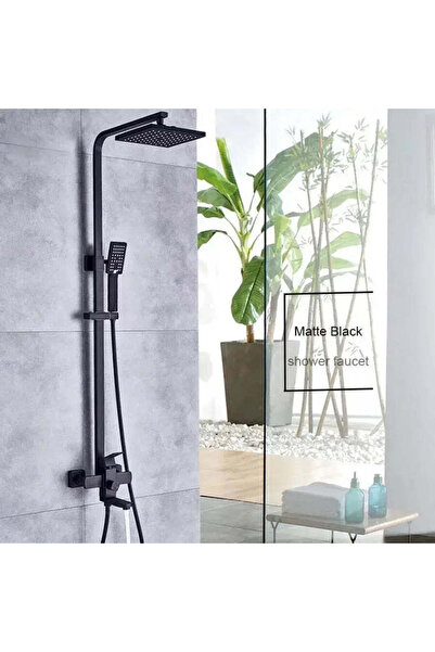 Alessandro DESIGN Coloană de duș HS 007, oțel inoxidabil, cap de duș pătrat, 3 funcții, montare pe perete, negru satinat