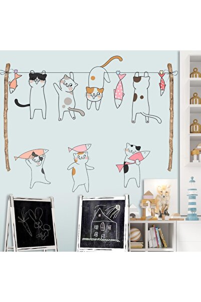 Generic Removable Cartoon Cat Wall Stickers - Laundry & Nursery Decals, Wall Art (2 pcs)