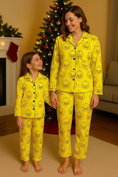 forte bella Patterned Mother-Daughter Top and Bottom Pajama Set