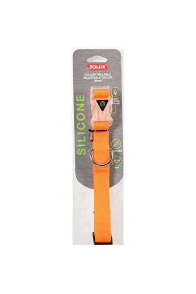 Zolux Adjustable Silicone Dog Collar - 25 mm - Orange