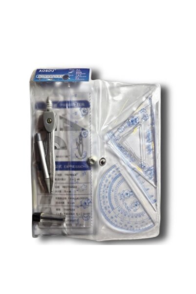 OEM Geometric set, 5 pieces (ruler, triangles, protractor, compass) for school