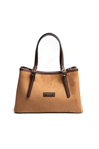 Silver Polo حقيبة يد نسائية SP1252 من جلد الغزال باللون البني الداكن