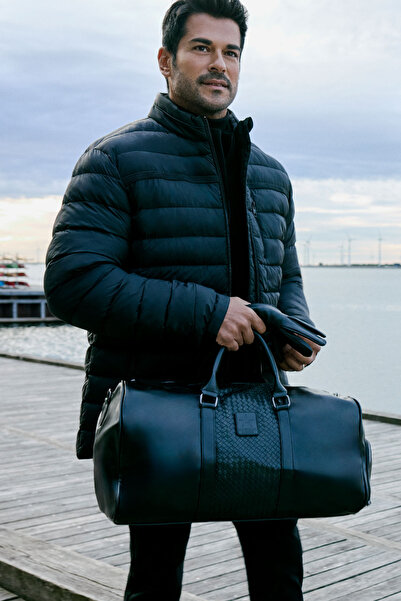 ALTINYILDIZ CLASSICS Ανδρικό παλτό casual σε μπλε ναυτικό χρώμα, κανονική εφαρμογή, κανονική εφαρμογή, με ψηλός λαιμός πλαϊνές τσέπες