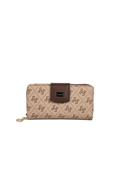 Silver Polo Silver & Polo Sp928 Women's Wallet & Card Holder Monogram Dark Beige-Brown