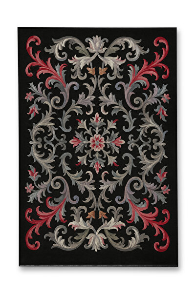 Rugs Modern Halı سجادة MOSSO ذات الطابع الأسود بتصميم زهور اللبلاب وقاعدة منس...