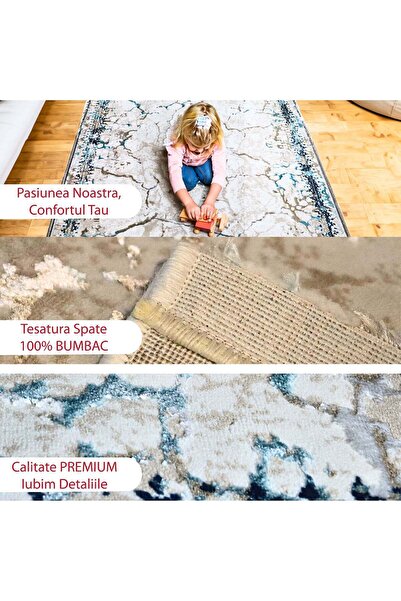 Brava Casa Marbella Essence Carpet, Living/Bedroom, Blue, Cream, Beige, Underfloor Heating, Fi