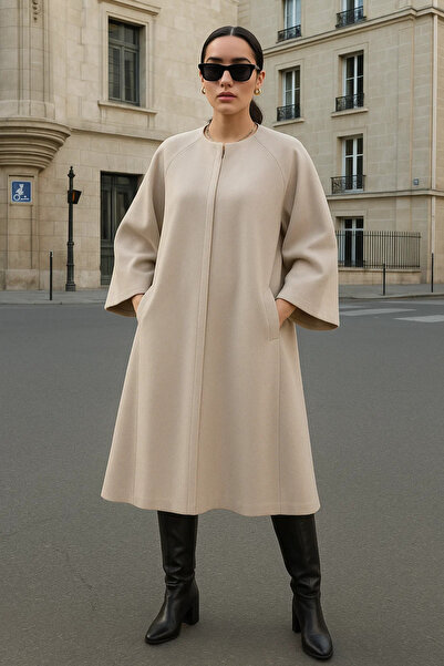 comstar Women's Trend Long Cream Cashmere Coat