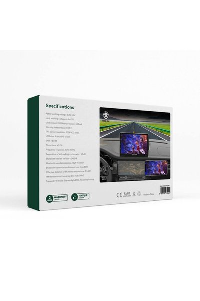 Green Lion Portable Wireless Touch Screen Carplay/Android Auto - Black