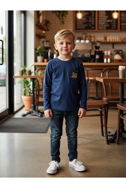 Zekids Tricou cu mânecă lungă din bumbac cu imprimeu pentru băieți