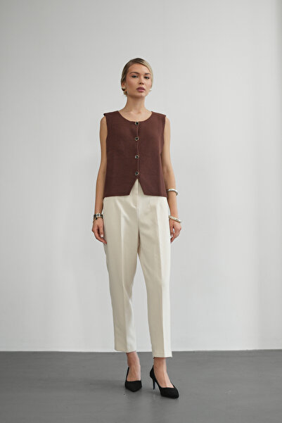 Molly Nelly Tricotaje Yumoş pentru femei Vestă fără mâneci cu nasturi, elegantă