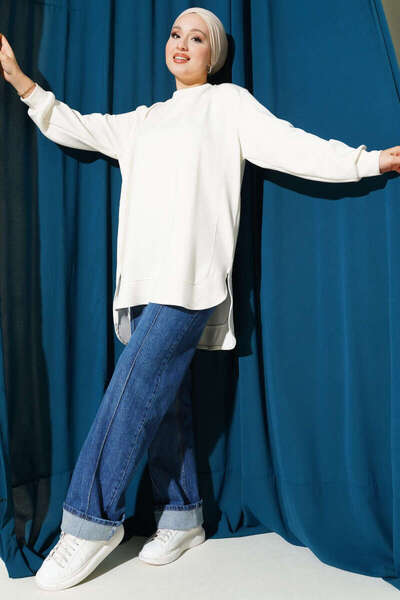 Smy moda Double Face Oval Cut Oversized Tunic