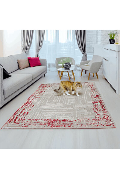 Brava Casa Burgundy Athena Carpet, Living/Bedroom, burgundy, cream, Underfloor heating, Dark Thread