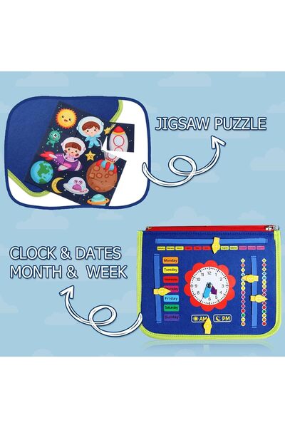 Generic Busy Montessori Board 25-in-1 Sensory Activity Board for Ages 1-4 (Blue)