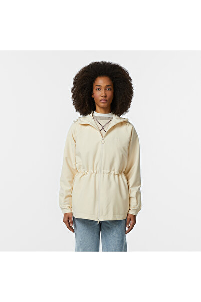 Lacoste Kadın Relaxed Fit Kapüşonlu Krem Yağmurluk