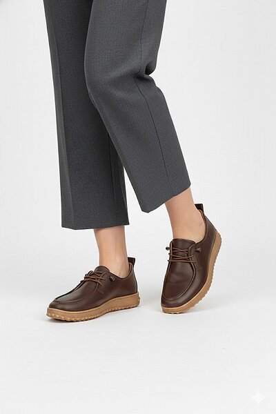 Ayakkabı Fuarı Elit ASSCL100 Γυναικεία παπούτσια casual από γνήσιο δέρμα καφέ