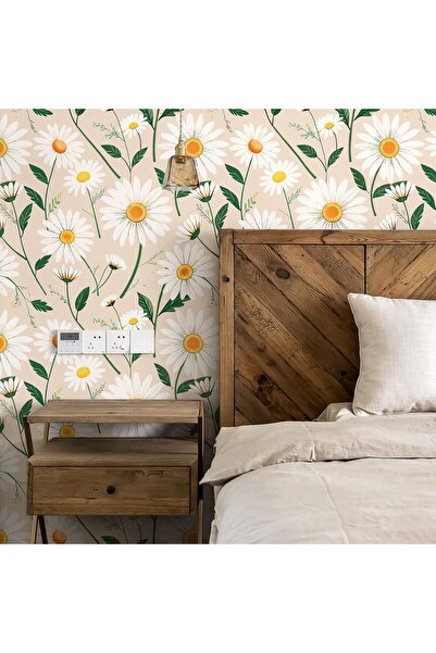 AZONEE Floral Peel and Stick Wallpaper 17.3" x 118" White/Cream Self-Adhesive Vinyl