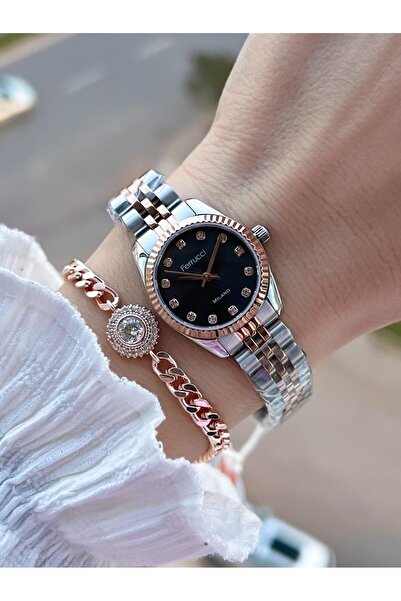 Ferrucci Small Vintage Case Steel Band 2 Years Warranty 3 Atm Women Wristwatch+Bracelet Fy.03630.6