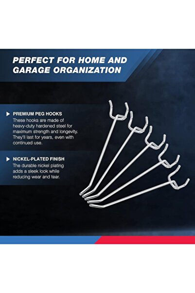 NEİKO 53100A 4 Inch Heavy Duty Pegboard Hooks Kit, 50 Pack