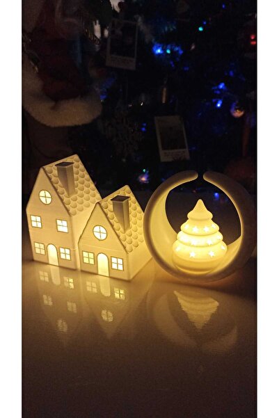 smilechild زينة عيد الميلاد مع شموع LED، مجموعة من قطعتين للمنزل وشجرة عيد ال...