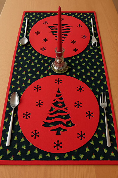 Yılbaşı Runner Çam Desen 150-50cm