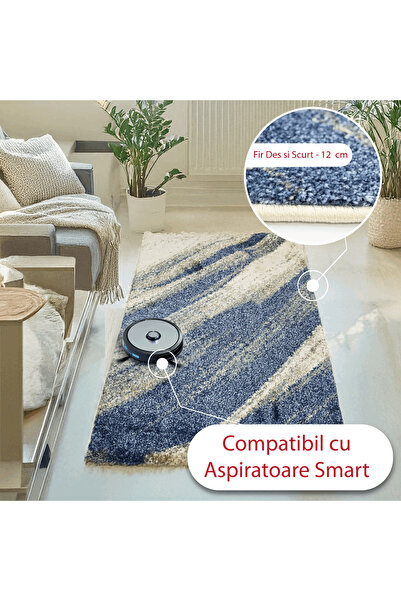 Brava Casa Blue Pearl Carpet, Living Room/Bedroom, Blue, White, Underfloor Heating, Short Pile 12 m