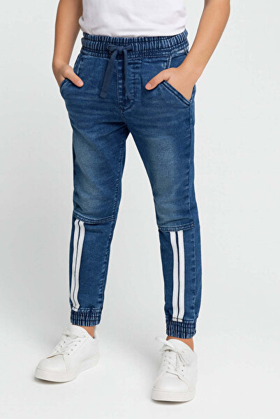 STITCH by MH Kids' White Knee Side Stripes Denim Jogger Jeans