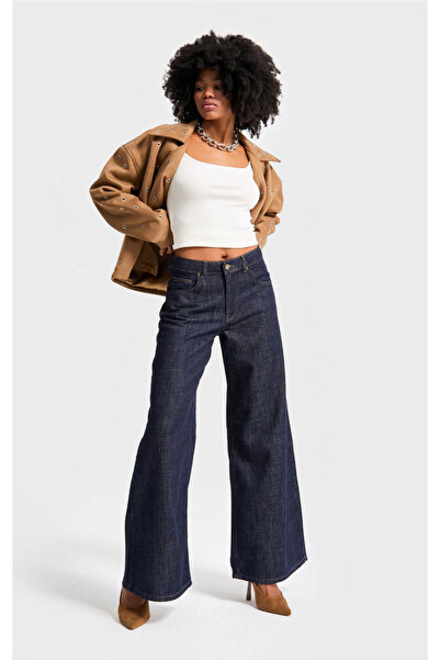 komera Pantaloni palazzo de culoare indigo pentru femei