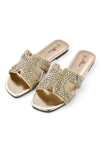 Sunrise Crystal Embellished Flat Sandal