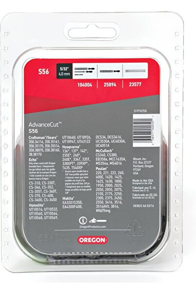 Oregon S56 AdvanceCut Chainsaw Chain for 16-Inch Bar - 56 Drive Links