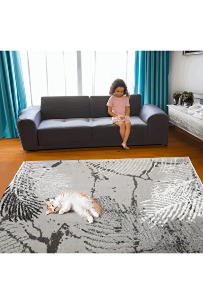 Brava Casa Noir Leaf Elegance Carpet, Living Room/Bedroom, Grey, Cream and Black, Underfloor Heating, F