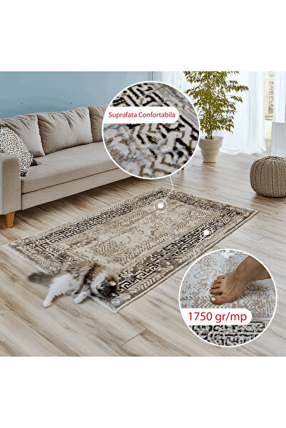 Brava Casa Aegean Sand Carpet, Living Room/Bedroom, Grey, Cream, Beige, Underfloor Heating, Short Pile 8