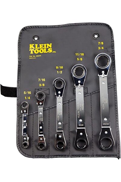 Klein Tools مجموعة مفاتيح ربط صندوقية قابلة للعكس 68245، 5 قطع، أسود، مقاس واحد