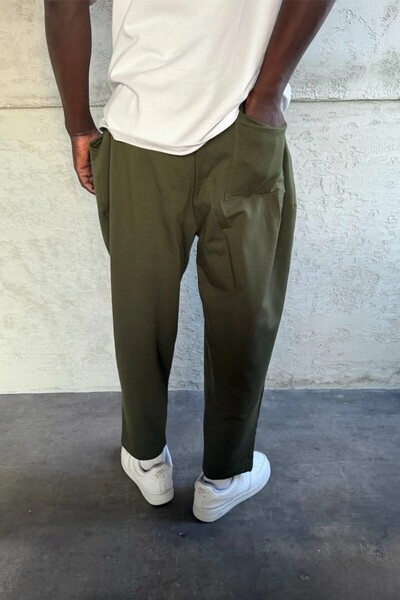 MADZEYMODA Men's Khaki Casual Pants Elastic Waist Stretch Fabric Harem Shalwar Ke-7021