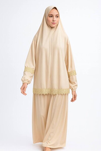 ALDAIYR Double Piece Women's Hijab Embroidered Prayer Dress Anti-Sweat Prayer Clothing