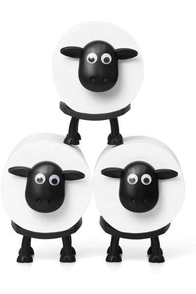 AZONEE مجموعة حامل ورق التواليت Black Sheep مطبوع ثلاثية الأبعاد من 3 قطع