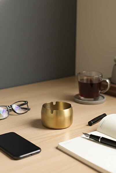 NaviRa Home Pirinç Masaüstü Küllük Dekoratif Metal Sigara Küllüğü