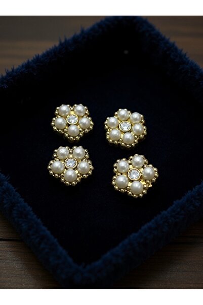 ODDA TASARIM ATÖLYESİ New Christmas Collection Design with Pearls and Stones, Set of 4 (2cm)