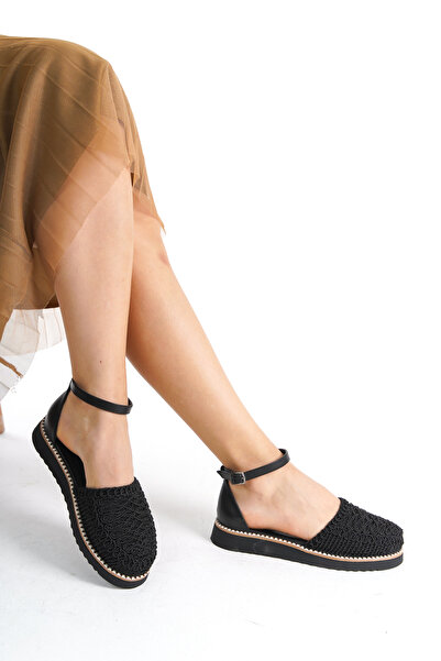 Redoxy Women's Comfortable Sole Elegant Patterned Ankle Strap Daily Open Ballerina Shoes