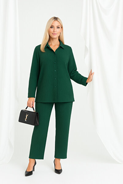 şuranur Wrap-Around Shirt Collar Buttoned Bottom Top Suit Suitable for Hijab 2XL 6XL