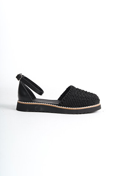 Redoxy Women's Comfortable Sole Elegant Patterned Ankle Strap Daily Open Ballerina Shoes