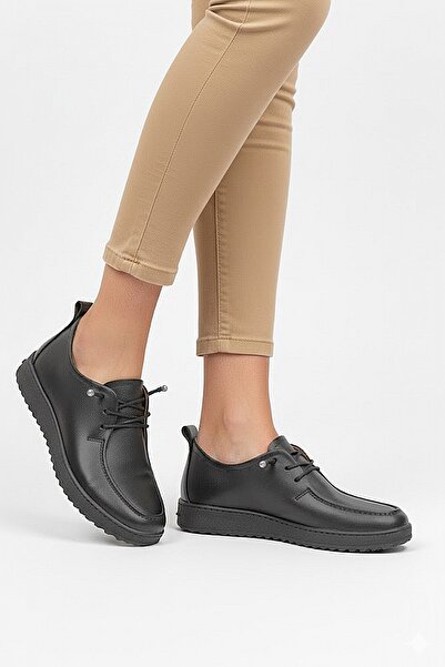Ayakkabı Fuarı Elit Asscl100 Women's Genuine Leather Casual Shoes Black