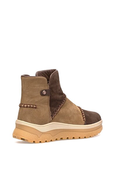 Mammamia D25KB-4090 Γυναικείες φλατ μπότες από γνήσιο δέρμα Nubuck καφέ