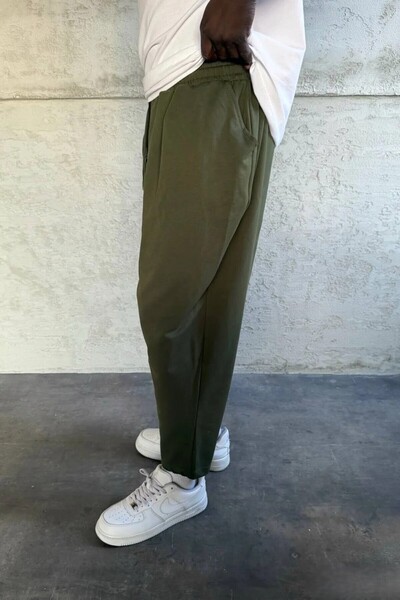 MADZEYMODA Men's Khaki Casual Pants Elastic Waist Stretch Fabric Harem Shalwar Ke-7021