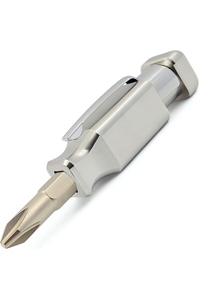 Generic K20 Tools Pocket Screwdriver with Magnet and Clip - Double Ended Phillips & Flat Head - Stainless St