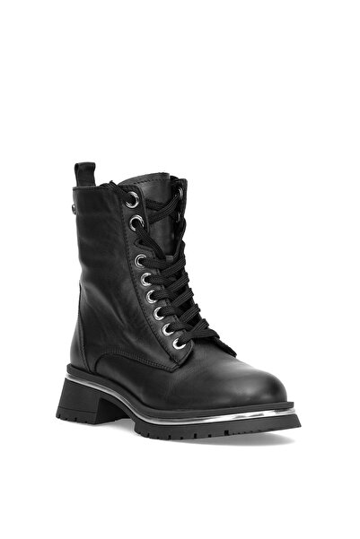 Mammamia D25Kb-4610 Women's Genuine Leather Heeled Boots Black